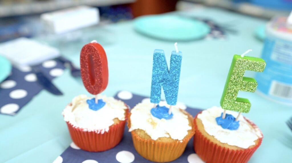 Petland Pembroke Pines picture of yummy doggy cupcakes with candles that say "one" for puppy's first birthday.