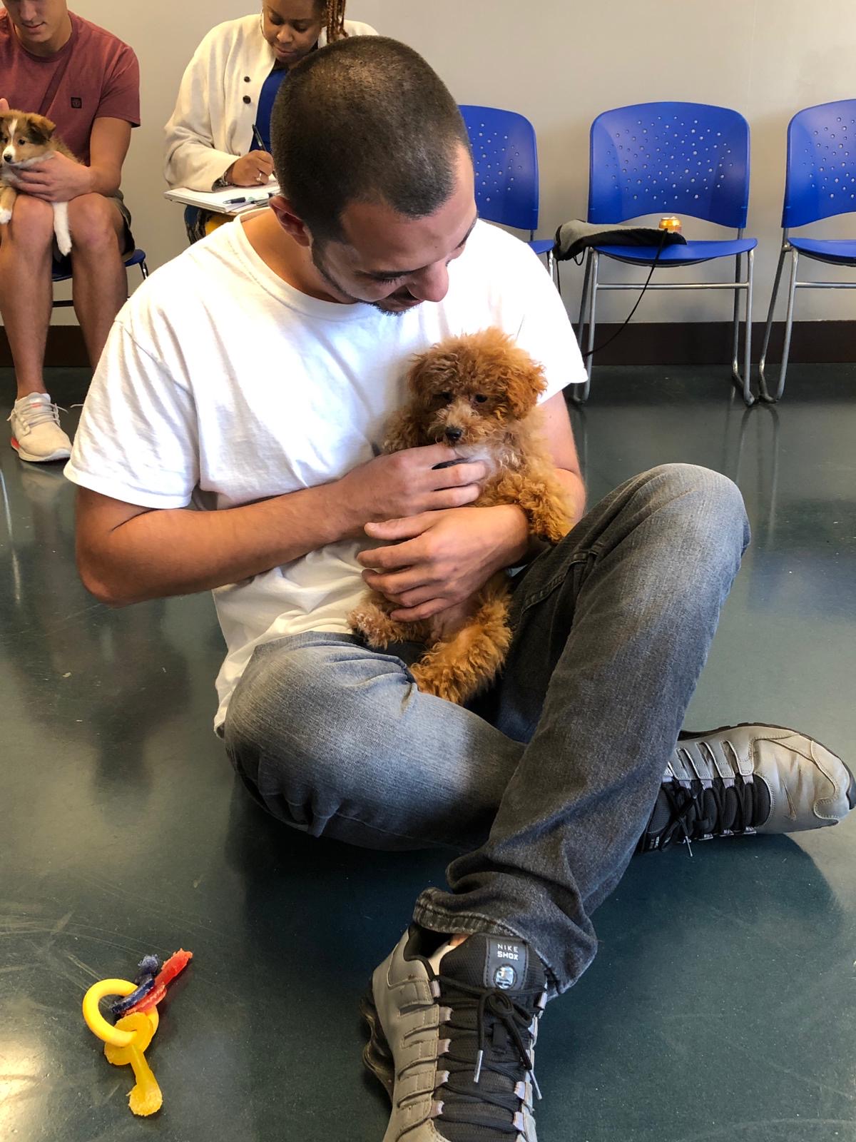Petland Pembroke Pines picture of cute Petland puppy with a patient from the Holistic Recovery Center.