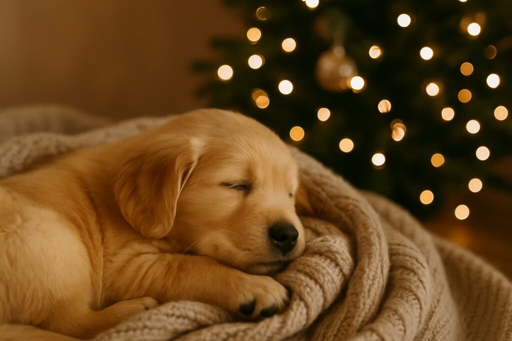 golden-retriever-puppy-snuggling-in-a-blanket-1