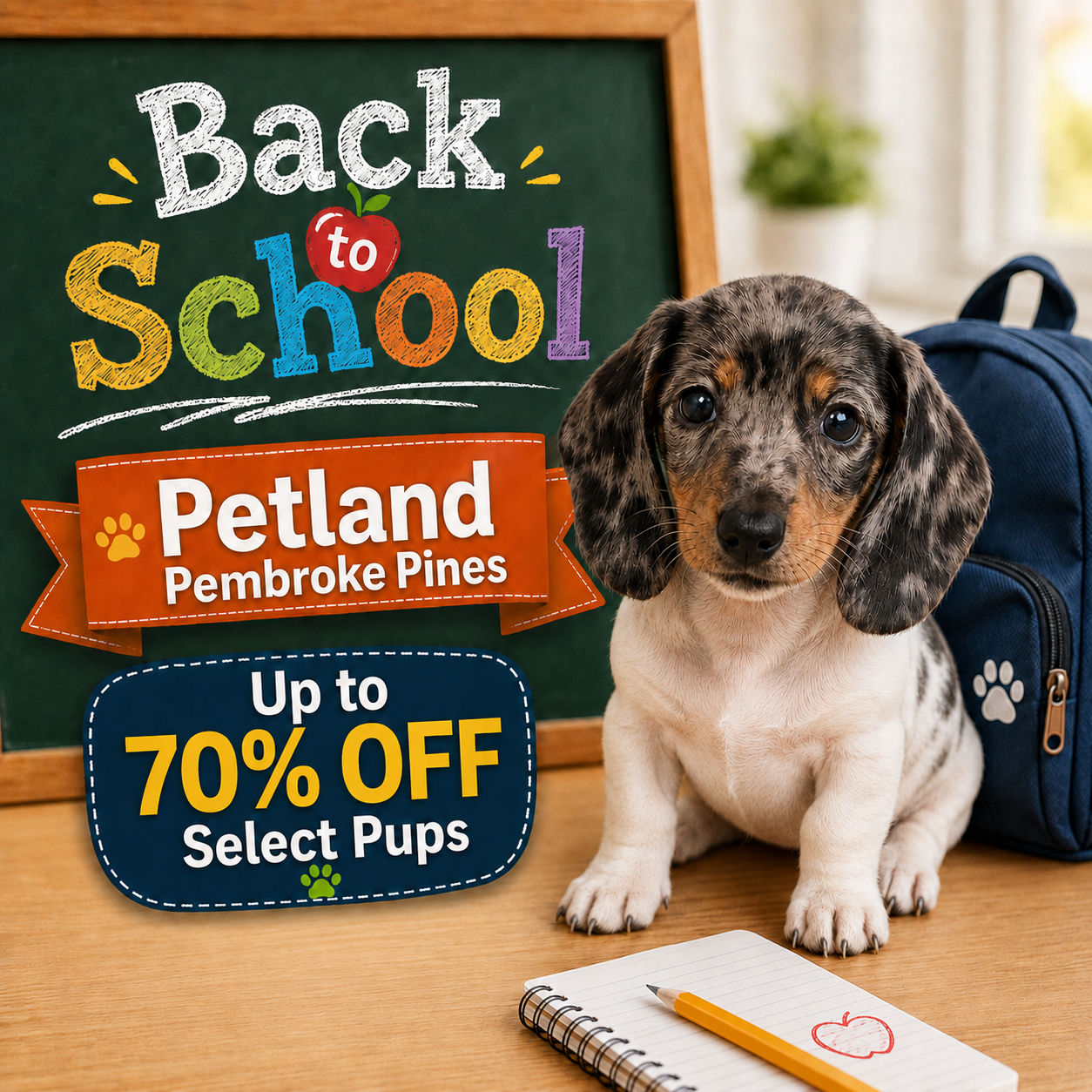 Back To School Sale! 🍎 - Save big on puppies at Petland Pembroke Pines!